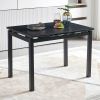 Black Ceramic Modern Rectangular Expandable Dining Room Table For Space-Saving Kitchen Small Space -Table Leg
