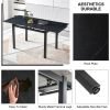 Black Ceramic Modern Rectangular Expandable Dining Room Table For Space-Saving Kitchen Small Space -Table Leg