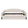 Full Size Upholstered Tufted Daybed with Twin Size Trundle, Beige