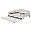 Full Size Upholstered Tufted Daybed with Twin Size Trundle, Beige