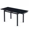 Black Ceramic Modern Rectangular Expandable Dining Room Table For Space-Saving Kitchen Small Space -Table Leg