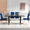 Black Ceramic Modern Rectangular Expandable Dining Room Table For Space-Saving Kitchen Small Space -Table Leg