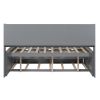 Full Size Wooden Captain Bed with Built-in Bookshelves,Three Storage Drawers and Trundle,Light Grey