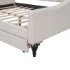 Full Size Upholstered Tufted Daybed with Two Drawers, Beige