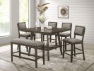 2pc Transitional Counter Height Dining Side Chairs with Upholstered Seat Back Dark Brown Gray Finish Dining Room Wooden Furniture