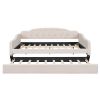 Full Size Upholstered Tufted Daybed with Twin Size Trundle, Beige