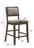 2pc Transitional Counter Height Dining Side Chairs with Upholstered Seat Back Dark Brown Gray Finish Dining Room Wooden Furniture