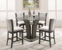2pc Contemporary Counter Height Dining Chair Gray Upholstered Seat and Back Wooden Dining Room Wooden Furniture