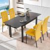 Black Ceramic Modern Rectangular Expandable Dining Room Table For Space-Saving Kitchen Small Space -Table Leg