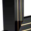 Dining table. White imitation marble pattern desktop. Black MDF table legs with gold lines and black base. Suitable for kitchen living roomF-SQ