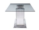 ACME Cyrene Dining Table in Stainless Steel & Clear Glass 62075