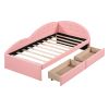 Twin Size PU Upholstered Tufted Daybed with Two Drawers and Cloud Shaped Guardrail, Pink