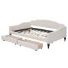 Full Size Upholstered Tufted Daybed with Two Drawers, Beige