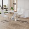 Modern white rectangular marble textured glass dining table and office desk. Equipped with stainless steel base. Beautiful and durable. 63"*37"*30"
