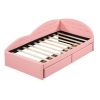Twin Size PU Upholstered Tufted Daybed with Two Drawers and Cloud Shaped Guardrail, Pink