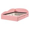 Full Size PU Upholstered Tufted Daybed with Two Drawers and Cloud Shaped Guardrail, Pink