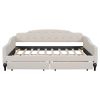 Full Size Upholstered Tufted Daybed with Two Drawers, Beige