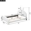Full Size Upholstered Platform Bed with Cartoon Ears Shaped Headboard, White