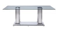 ACME Cyrene Dining Table in Stainless Steel & Clear Glass 62075