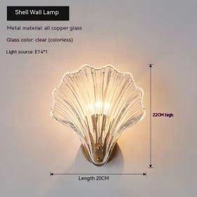 Simple Shell Glass Master Bedroom Italian Room Bedside Living Room Aisle Stair Background Wall Lamp (Option: Three Color Light Source 12w-Copper Clear Light)