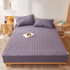 Cotton Clip Bed Hat Simple Solid Color Hotel Simmons All-inclusive Bed Cover (Option: Purple-90cmx200cm)
